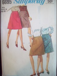 6695 SIMPLICITY 1966 A-LINE SKIRTS WAISTBAND OR NOT PATTERN UNCUT 30 INCH WAIST